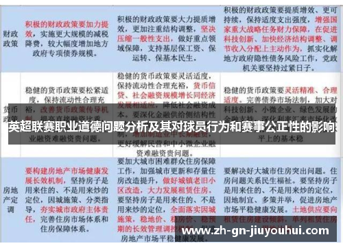 英超联赛职业道德问题分析及其对球员行为和赛事公正性的影响 英超联赛职业道德问题分析及其对球员行为和赛事公正性的影响